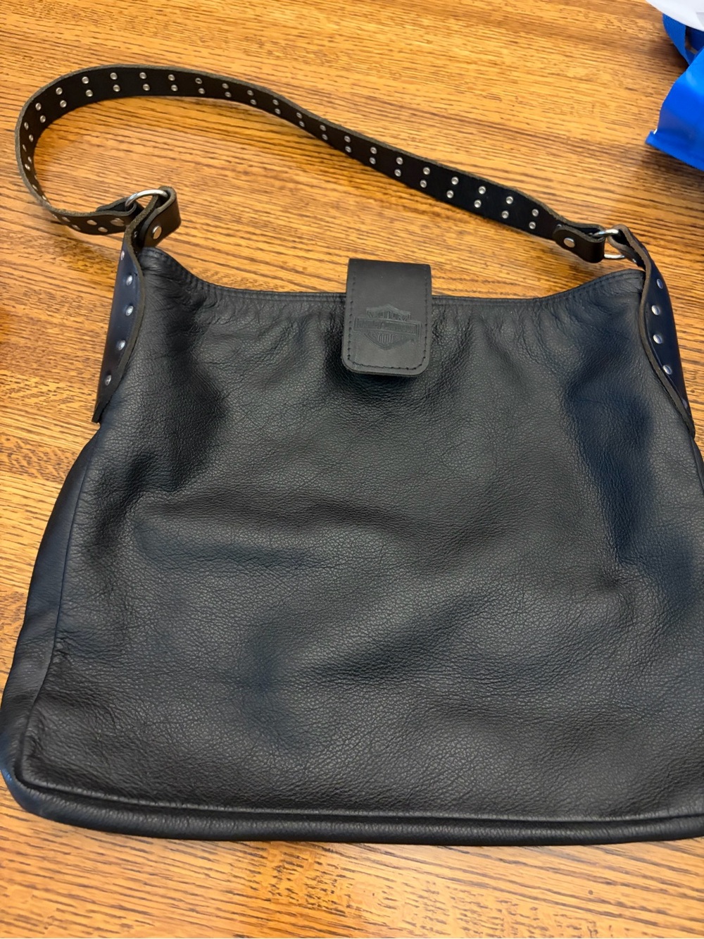 Harley-Davidson Black Leather Studded Shoulder Bag